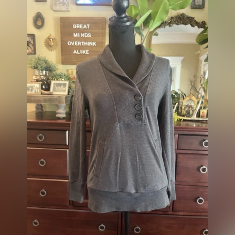 Banana Republic Charcoal Fold over Collar Sweatshirt